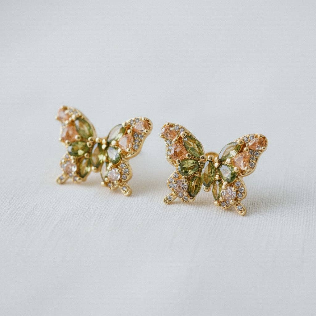 Olive Butterfly Studs