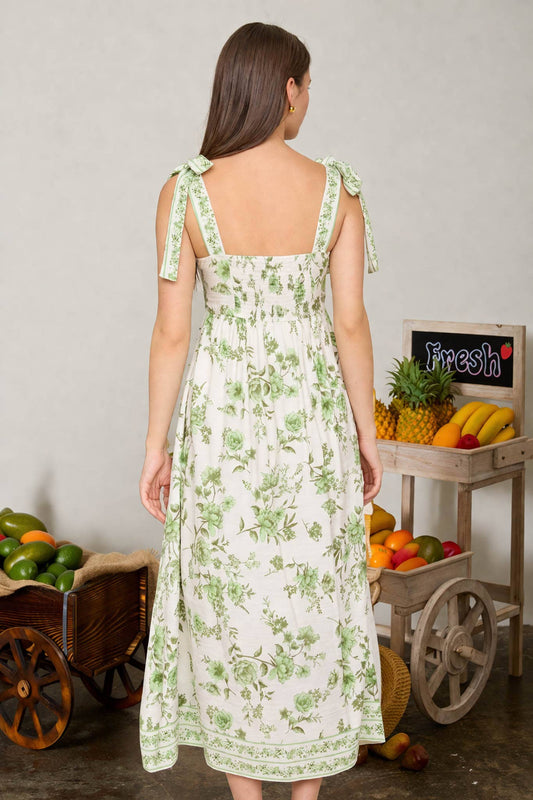 Green Floral Midi Dress