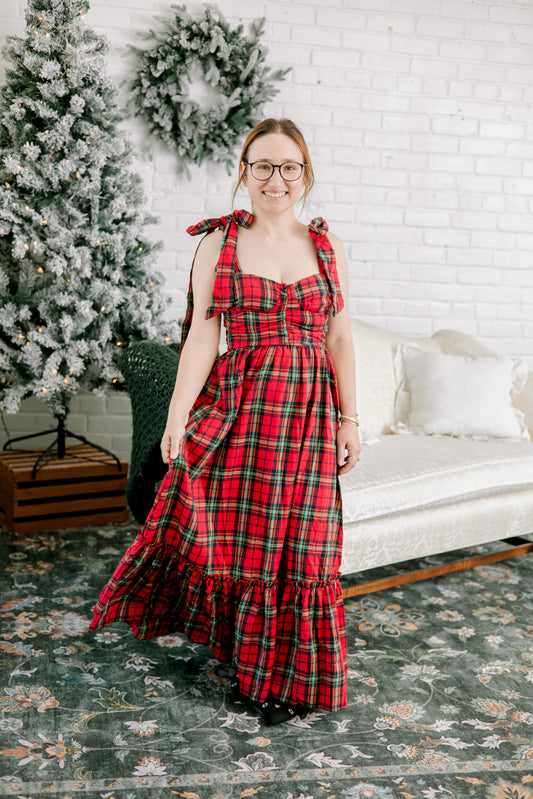 festive Christmas plaid dress red and green check pattern