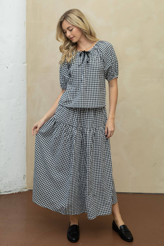 Gingham Puff Sleeve Top