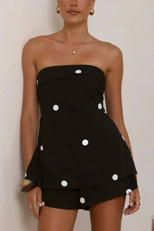 Polka Dot Strapless Top