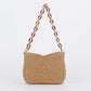Straw Bag with Tortoise Chain