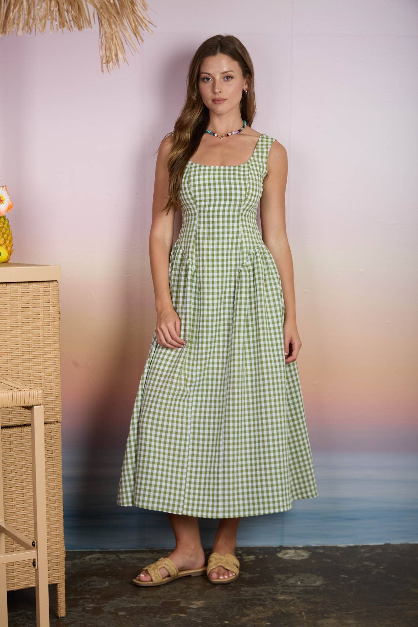 Basque Midi Dress