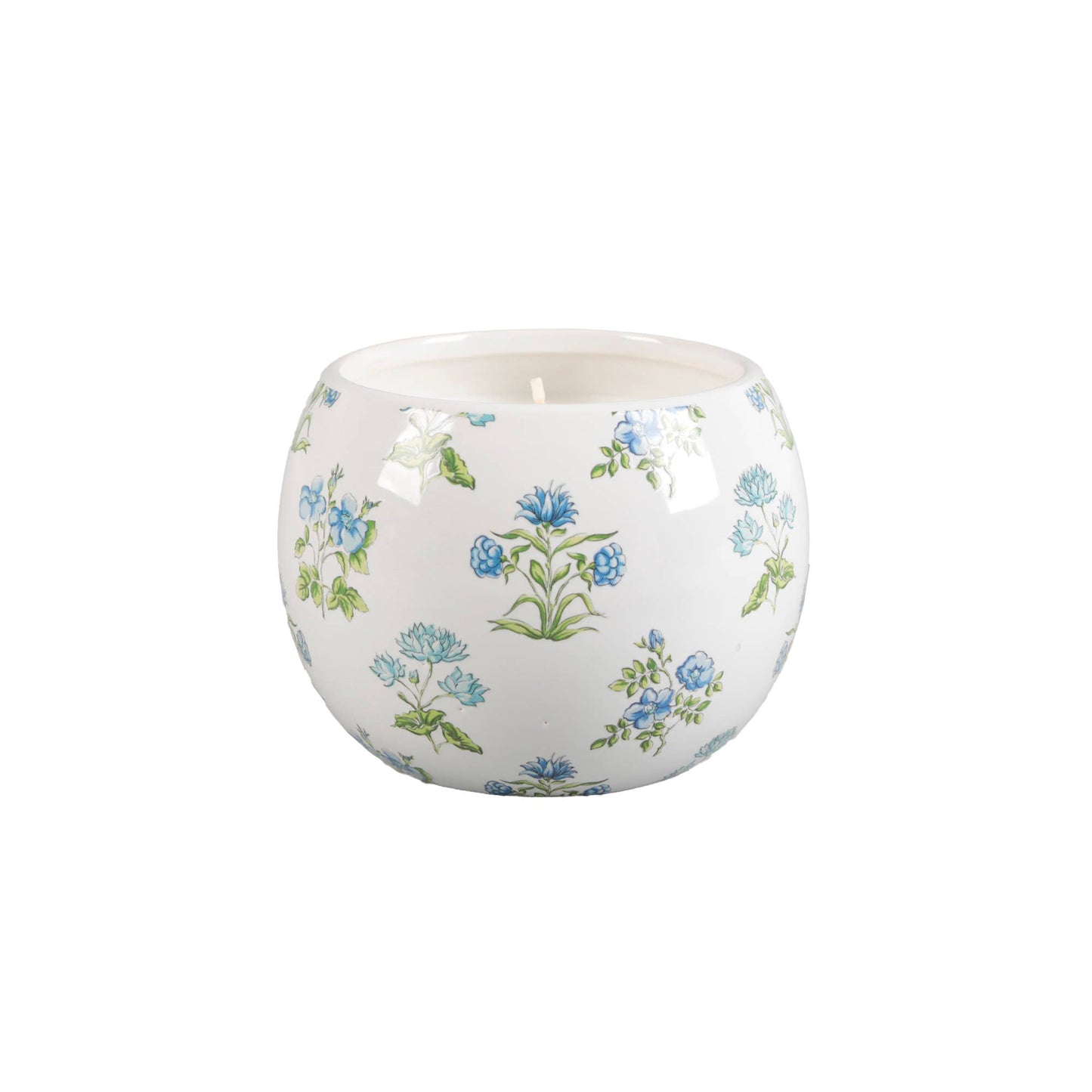 Ceramic Blue Floral Candle – Garden Terrace