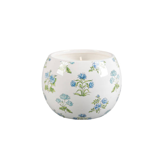 Ceramic Blue Floral Candle – Garden Terrace