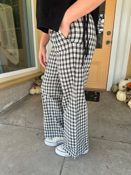 Plaid Wide Leg Pants