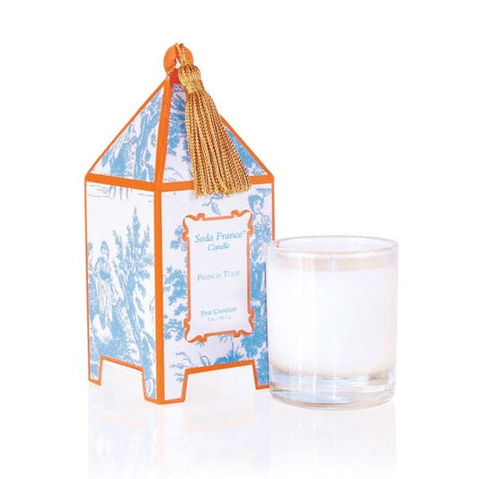French Tulip Toile Mini Candle