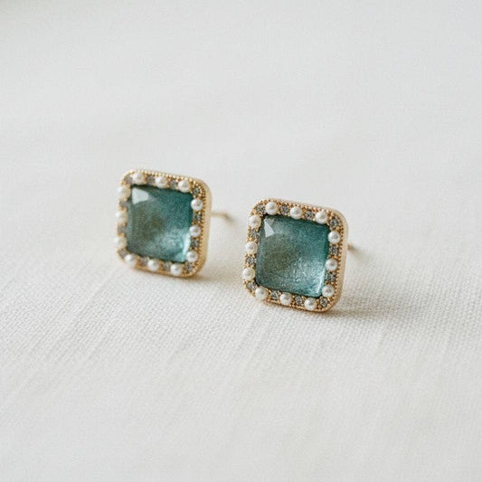 Blue Geometric Stud Earrings