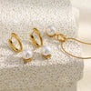 Stainless steel pearl loop hoop earrings tarnish resistant