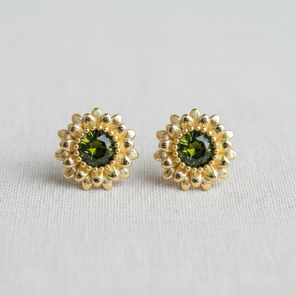 Olive Sunflower Studs