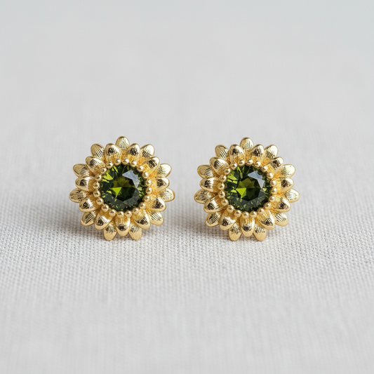 Olive Sunflower Studs