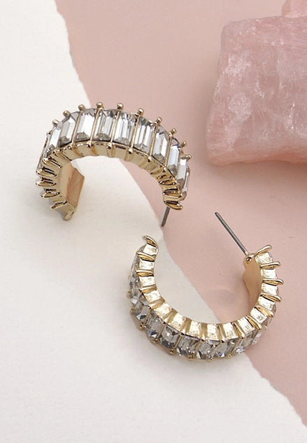 Baguette Rhinestone Hoop