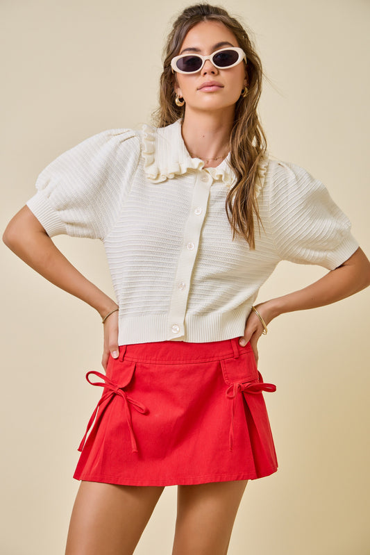 Ruffle Collar Cardigan