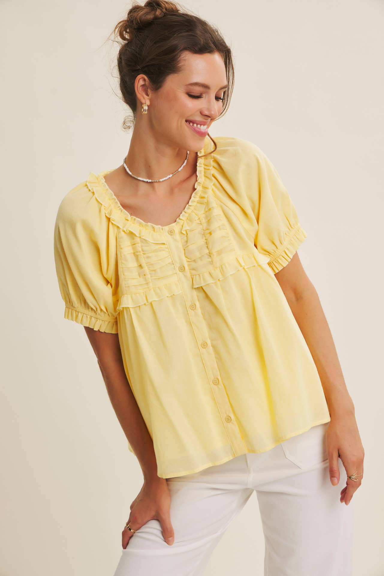 Delicate Ruffle Cotton Blouse
