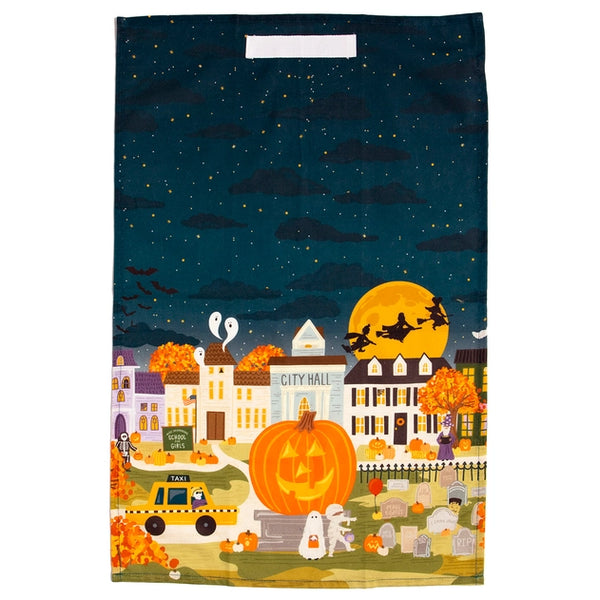 Haunted Nights & Ghostly Lights Halloween Tea Towel