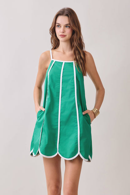 Scalloped Hem Mini Dress