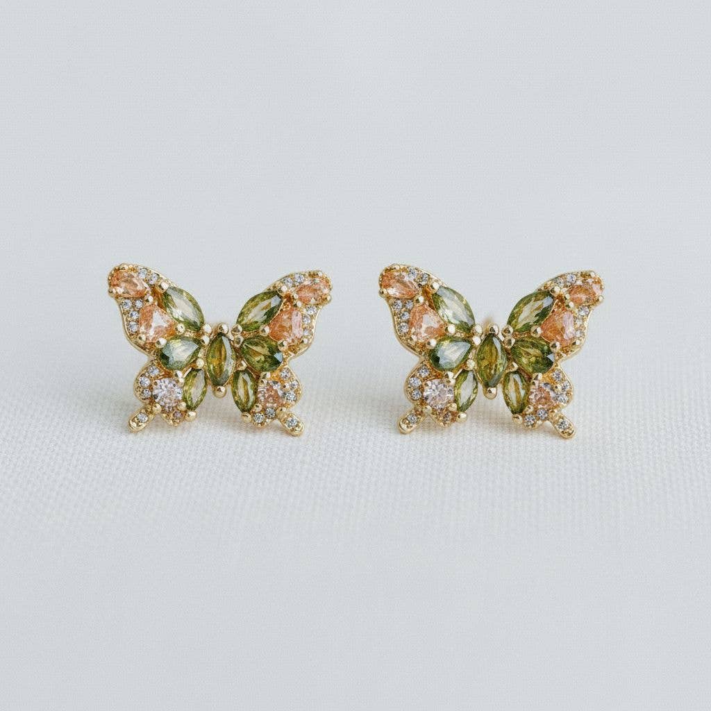 Olive Butterfly Studs