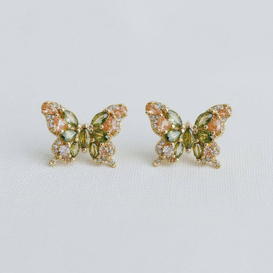 Olive Butterfly Studs