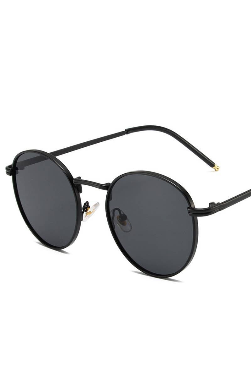 Black round sunglasses on a white background