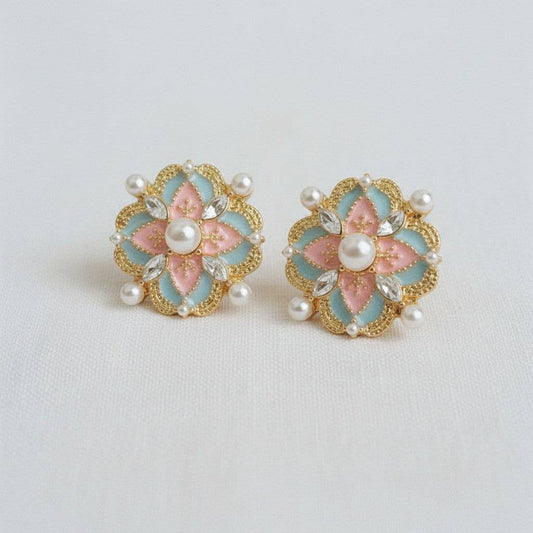 Vintage Palace Style Pearl Stud Earrings