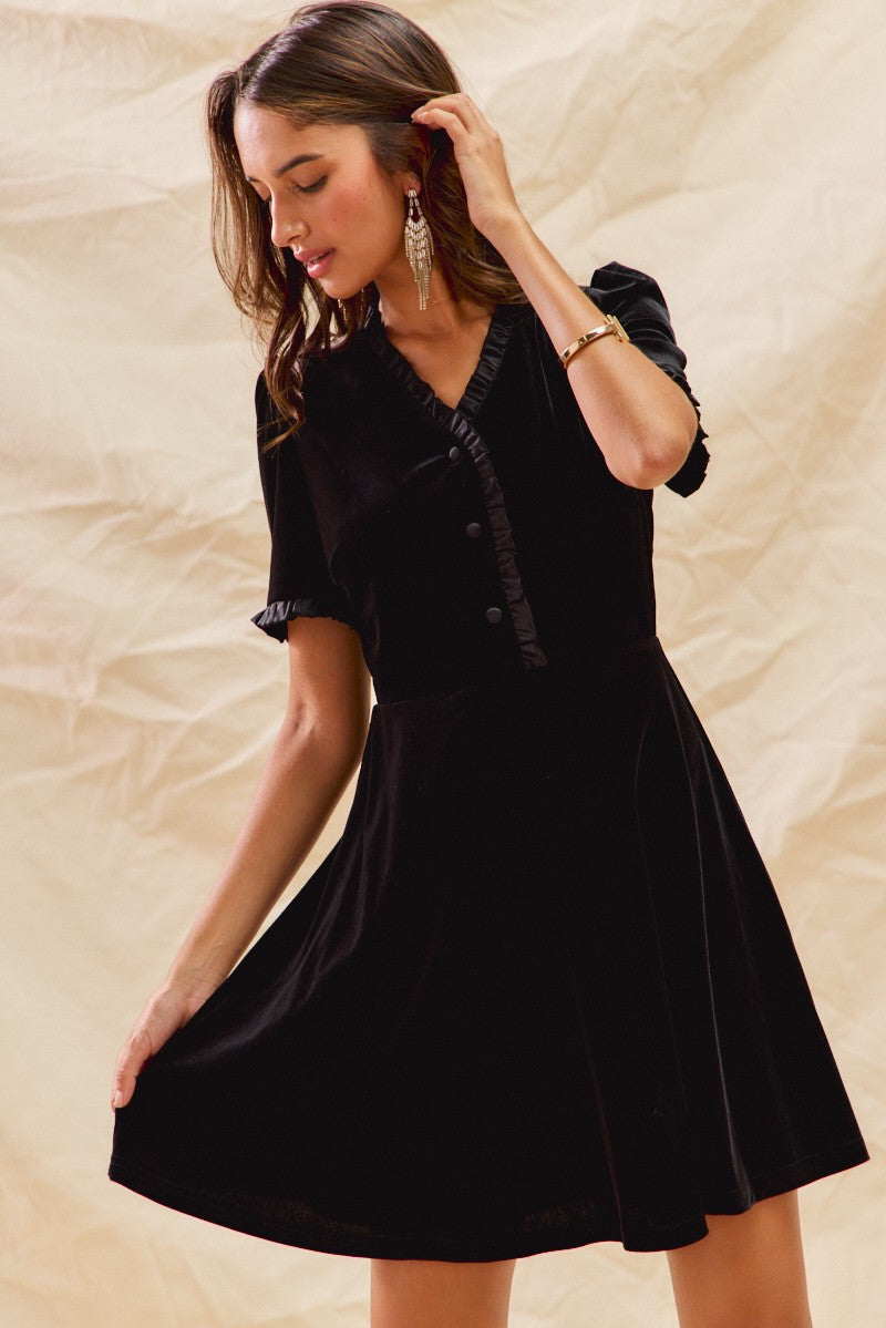 Holiday Black Velvet Dress