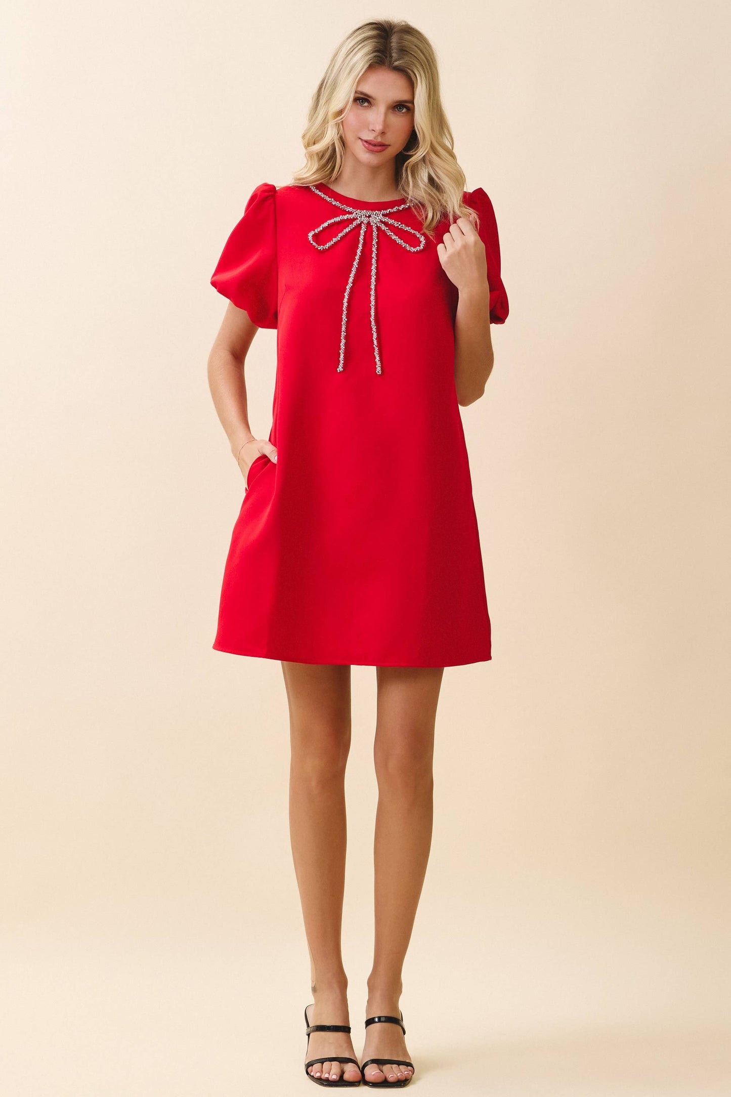 Crystal Bow Mini Dress