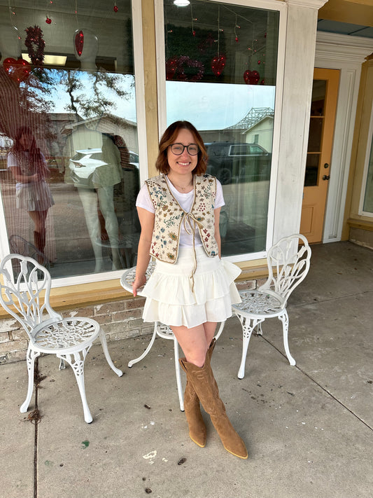 Cottage Core Cardigan Vest