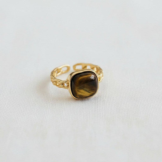 Tiger Eye Stone Adjustable Ring