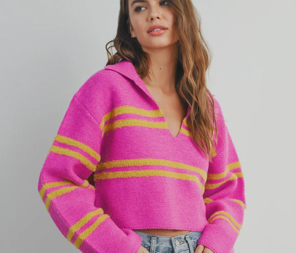 Pink/Lime Collar Sweater
