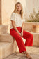 Red Relaxed Polka Dot Wide Leg Pants