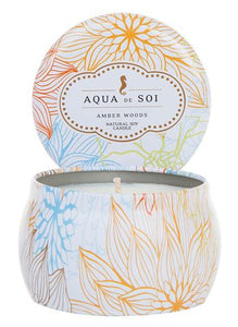 Amber Woods 4oz Aqua De Soi Candle Tin