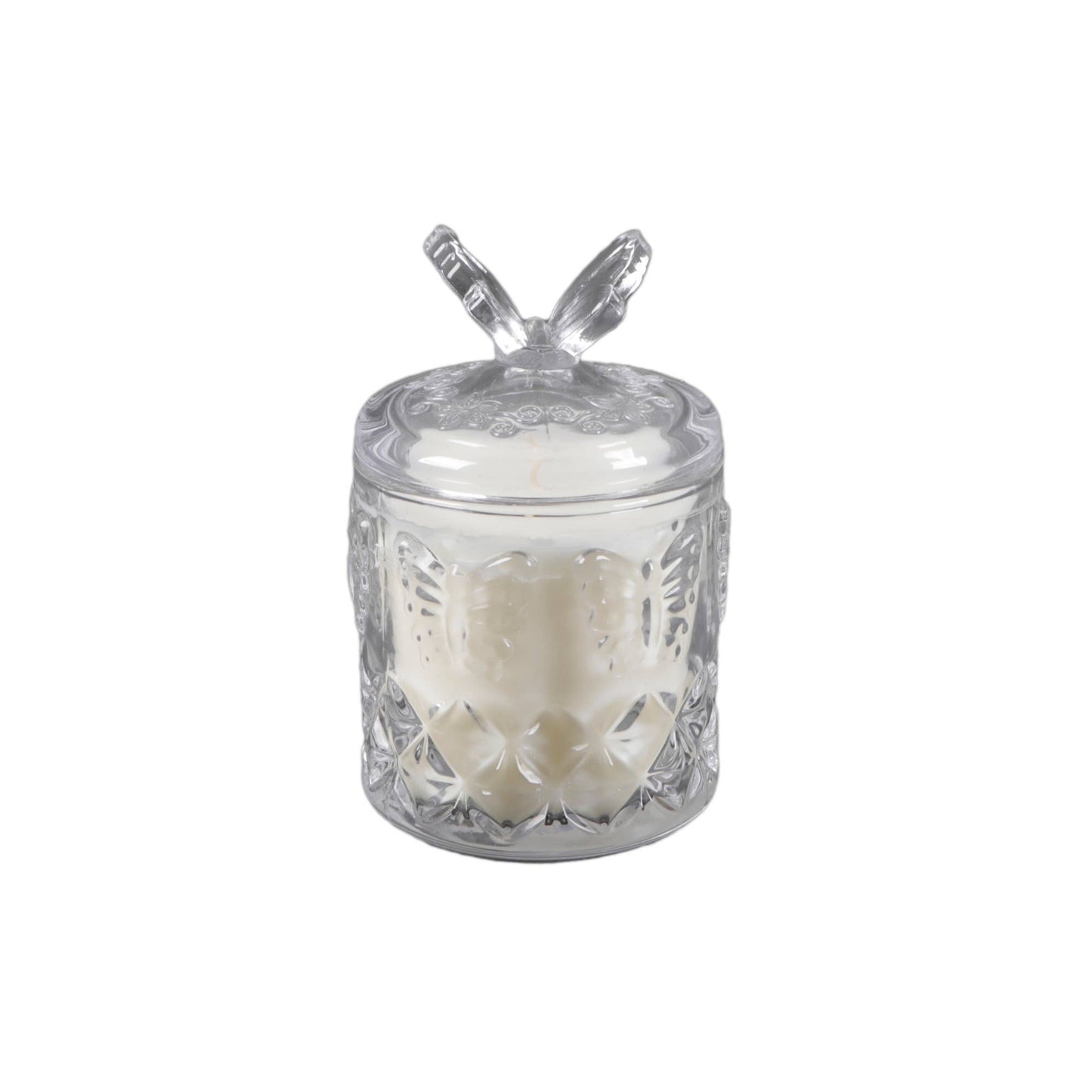 Glass Candle w Butterfly Lid Vanilla
