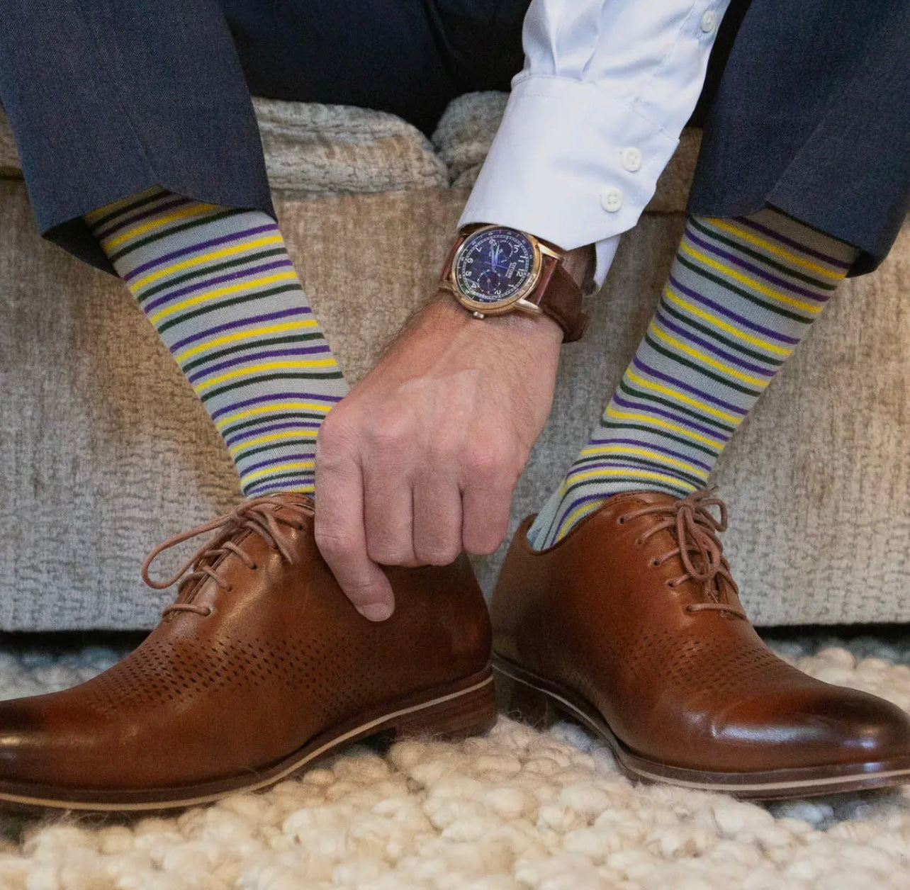 Mardi Gras Striped Socks