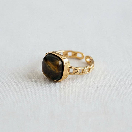 Tiger Eye Stone Adjustable Ring