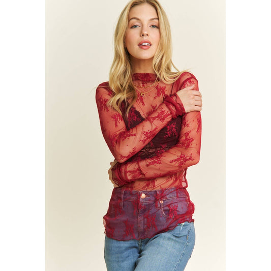Lace Burgundy Top
