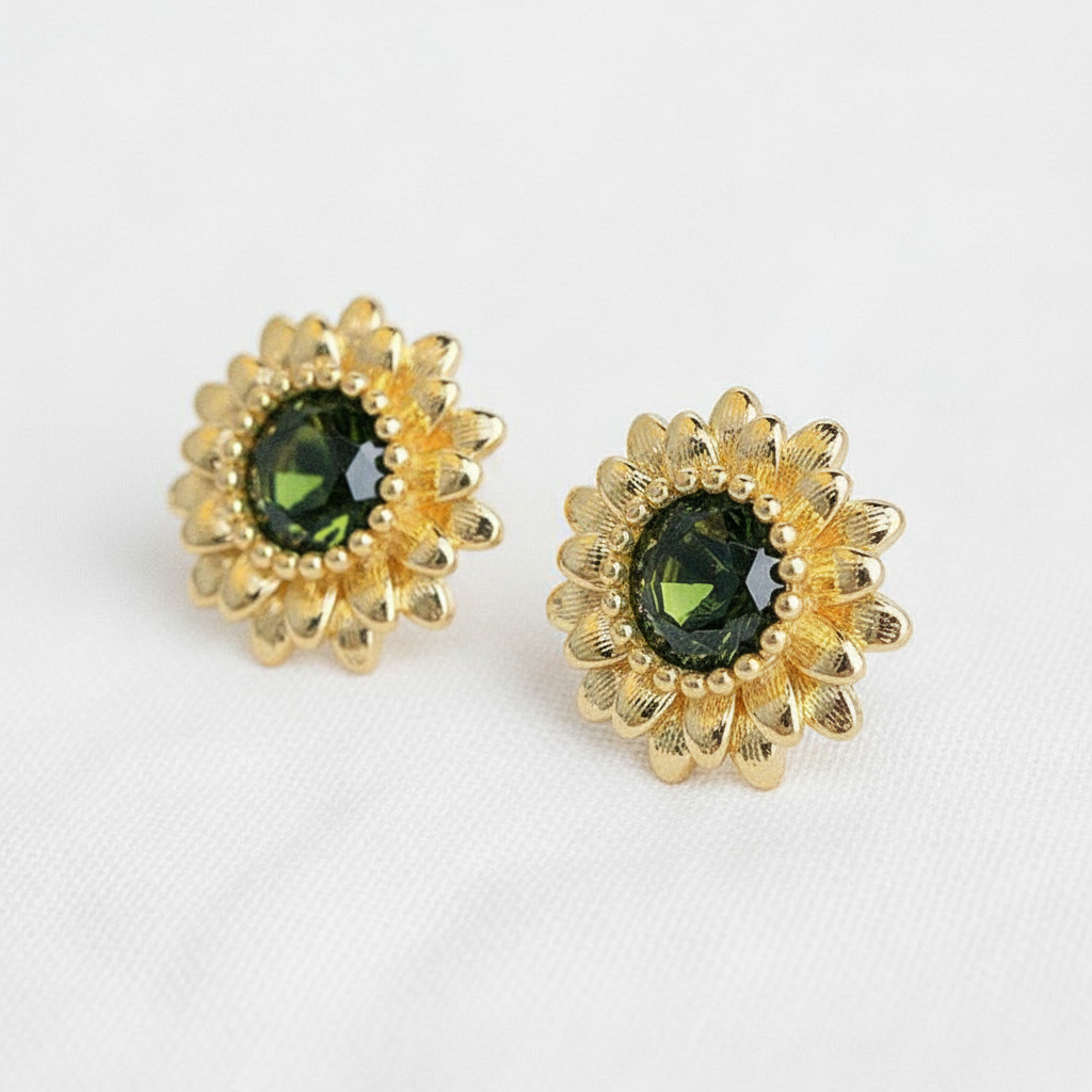 Olive Sunflower Studs