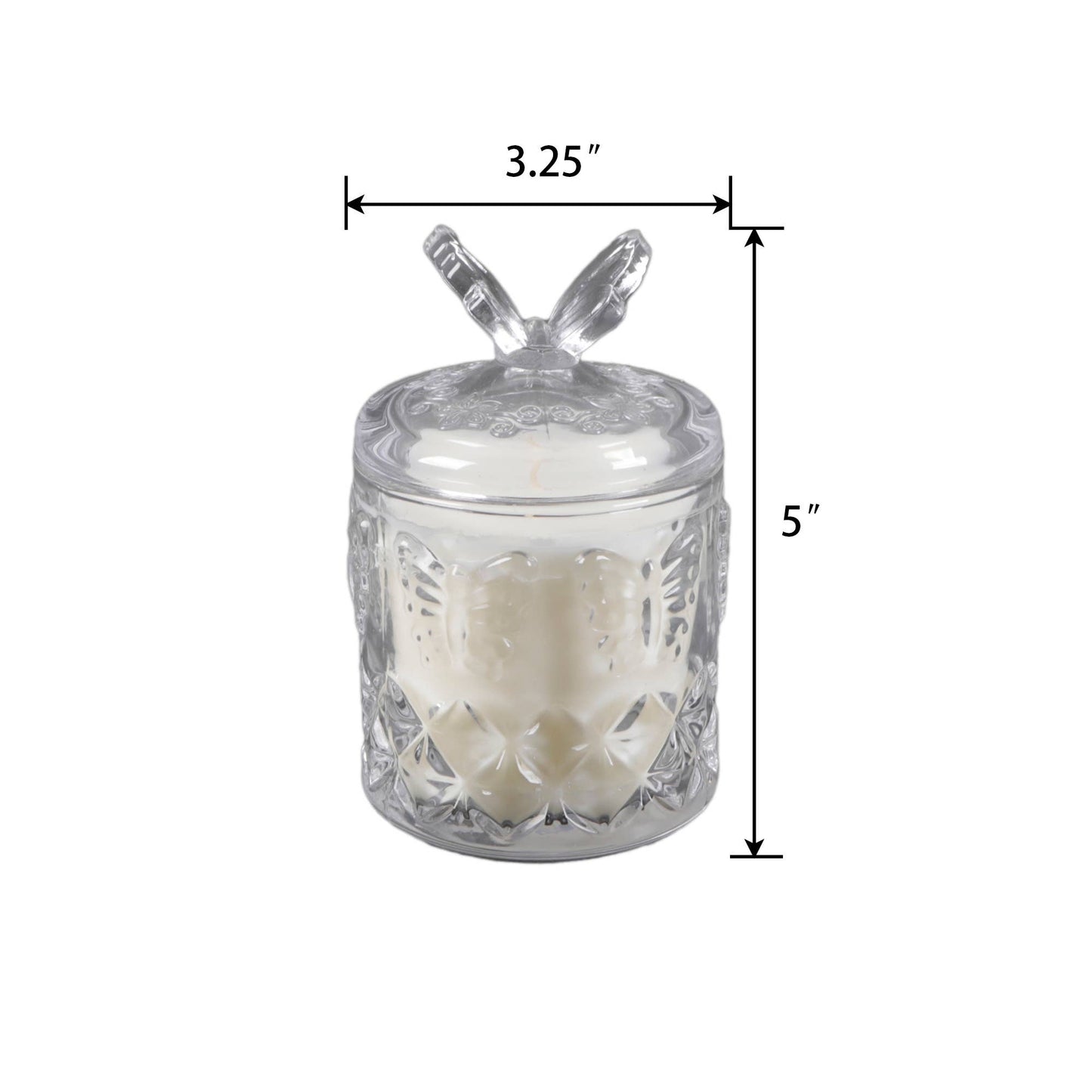 Glass Candle w Butterfly Lid Vanilla