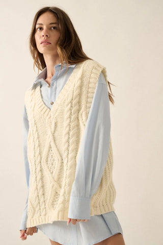 V-Neck Cable-Knit Sweater Vest