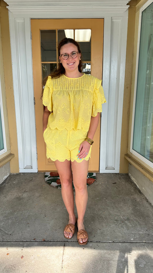Flutter Sleeve Eyelet Top