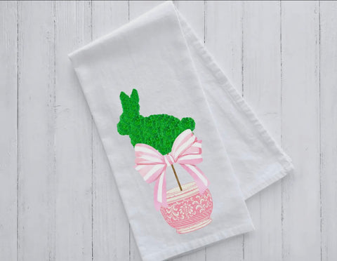 Bunny Topiary Kitchen Towel