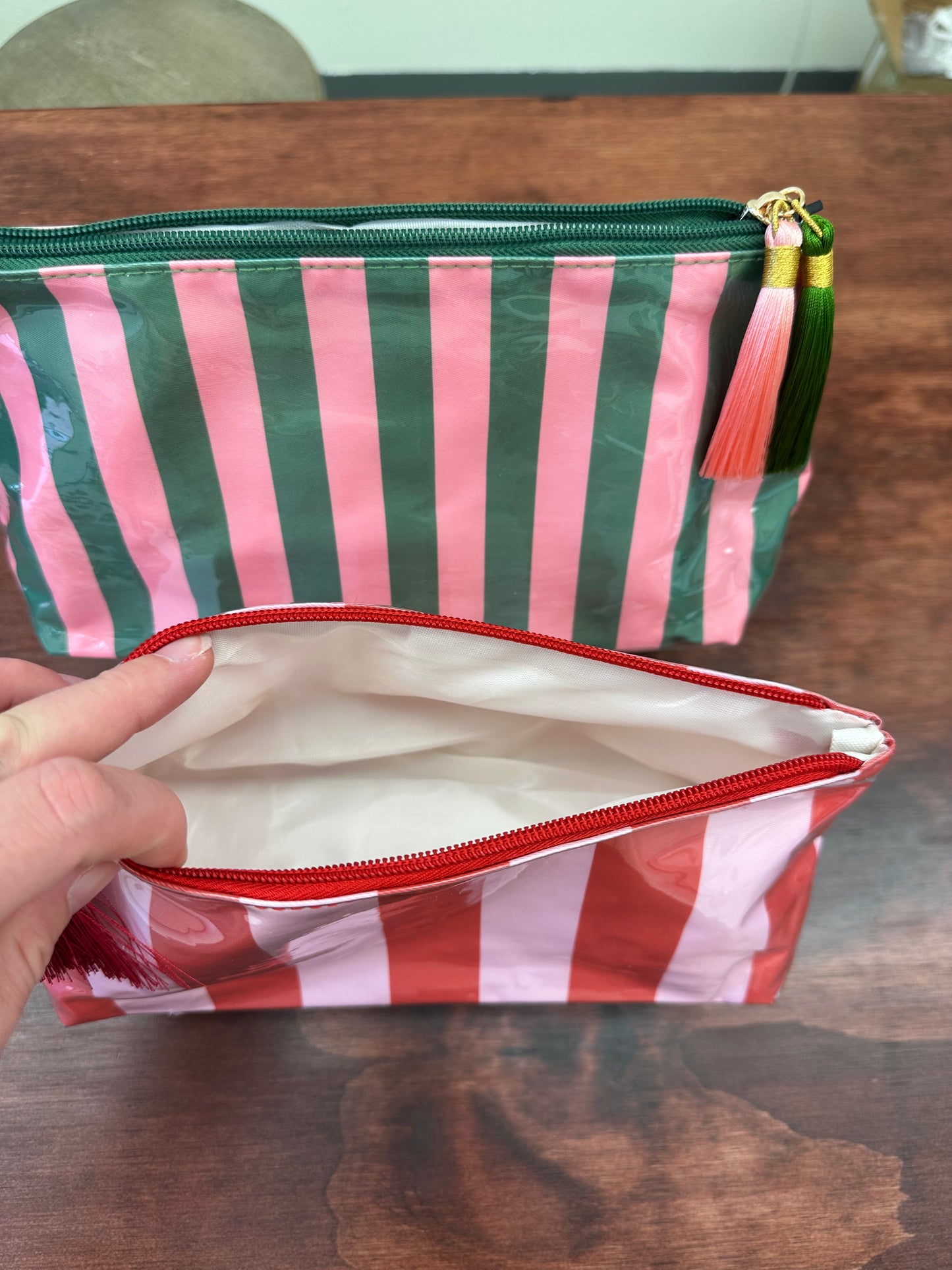 Color-Block Stripe Makeup Bag