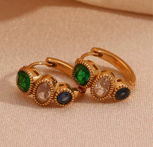 Triple Stone Hoop