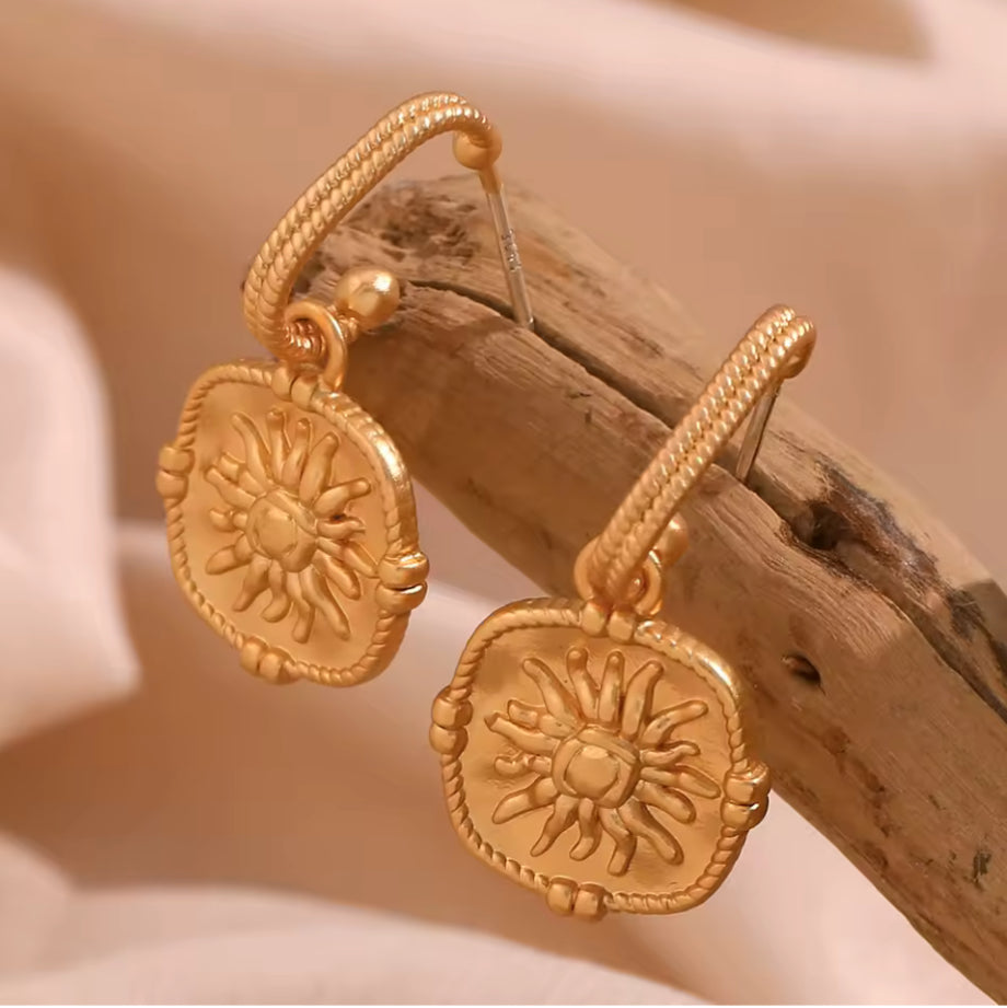 Embossed Sun Hoops