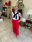 Red Relaxed Polka Dot Wide Leg Pants