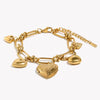 heart charm bracelet front view on white background