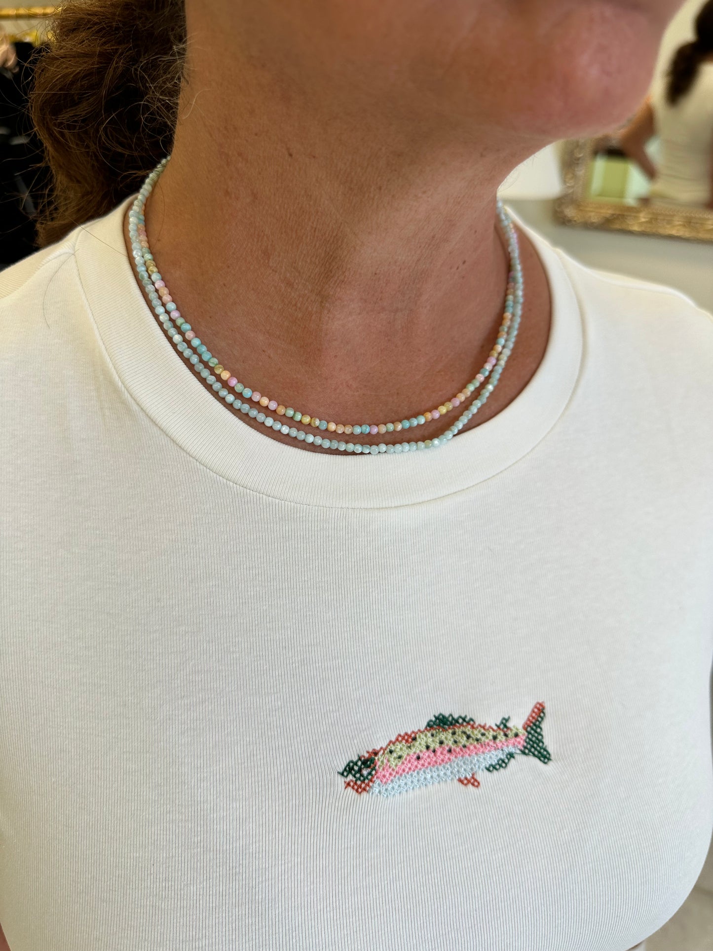 Fish Embroidered Baby Tee