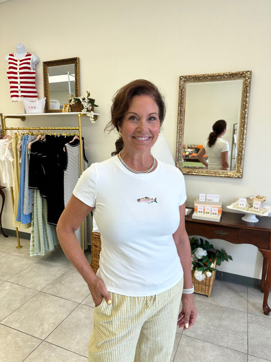 Fish Embroidered Baby Tee