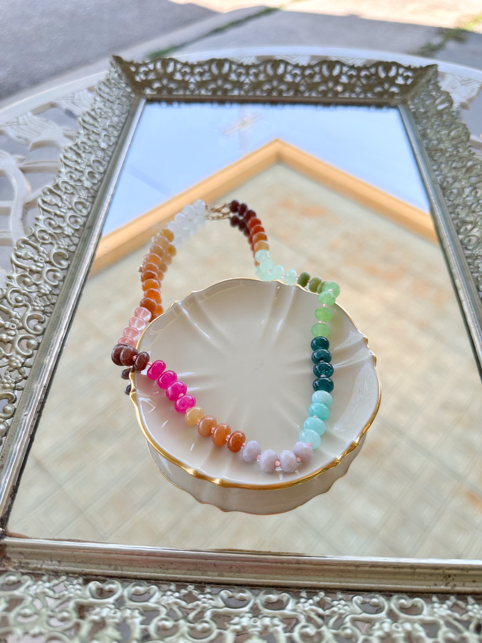 Natural Agate Bead Necklace