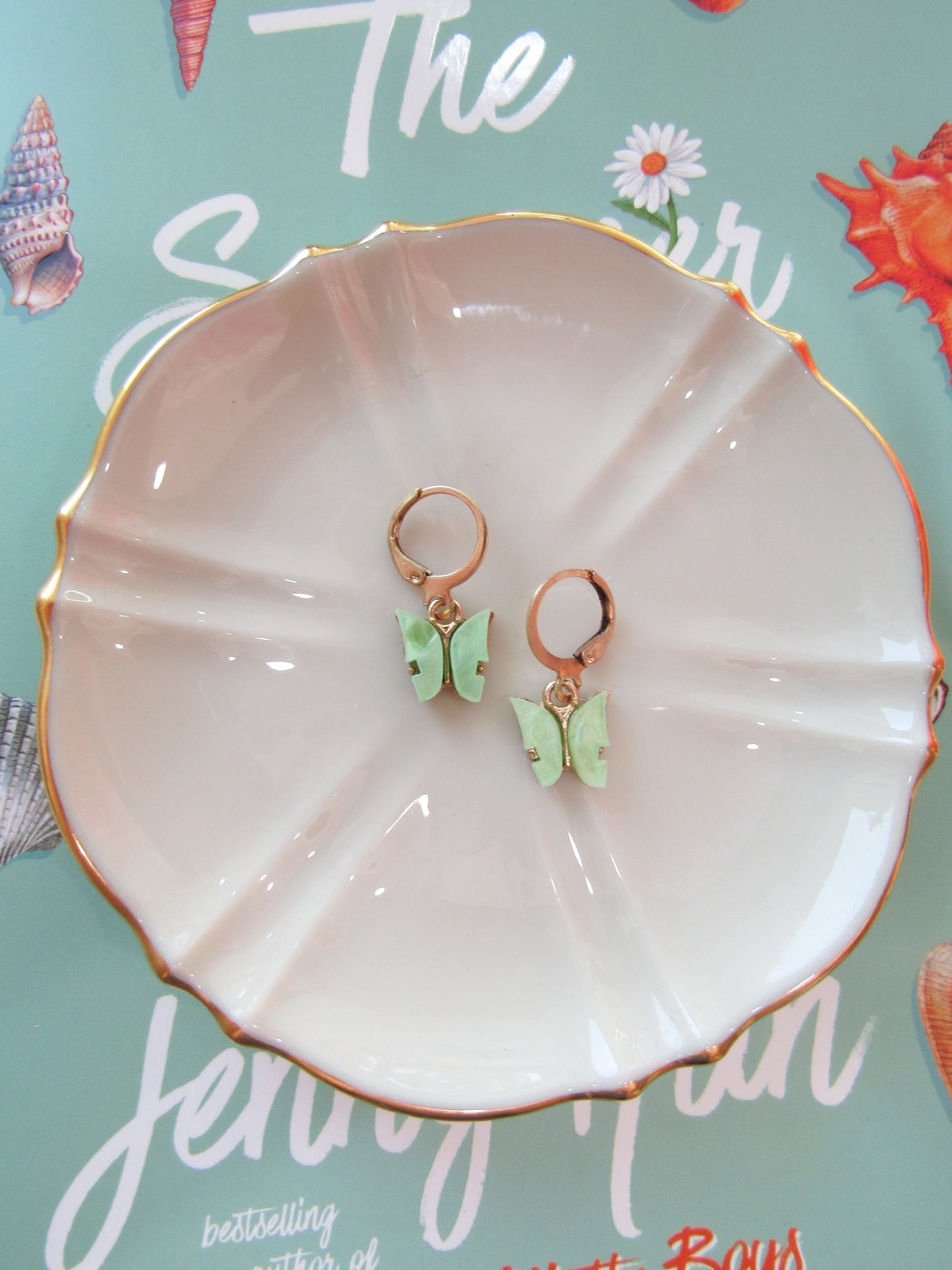 Green Butterfly Huggie