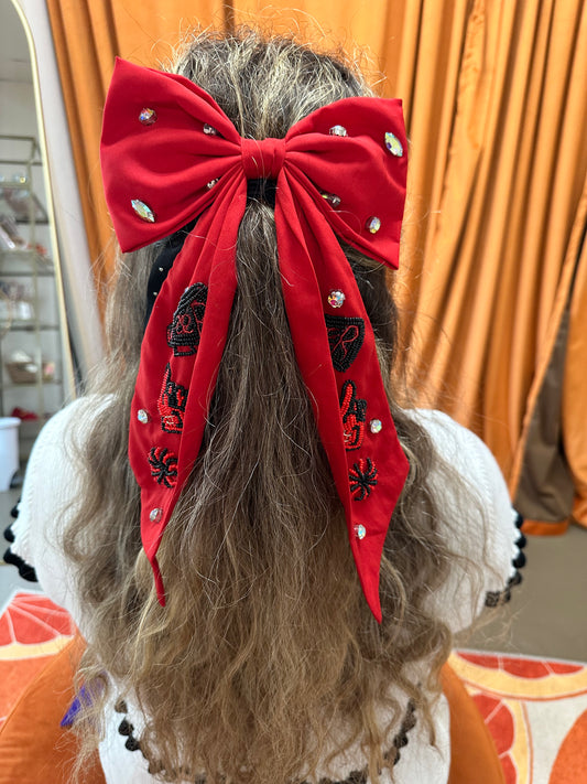 Game Day Red/Black Bow